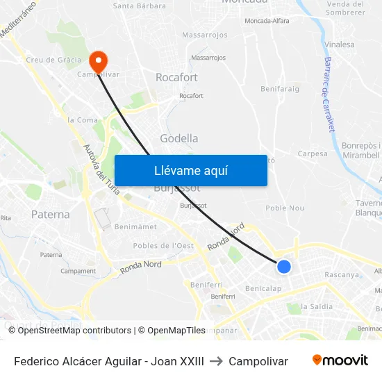 Federico Alcácer Aguilar - Joan XXIII to Campolivar map