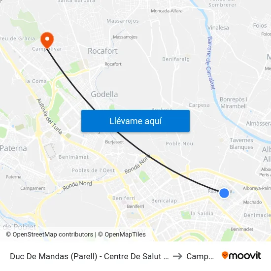 Duc De Mandas (Parell) - Centre De Salut Arquitecte Tolsà to Campolivar map