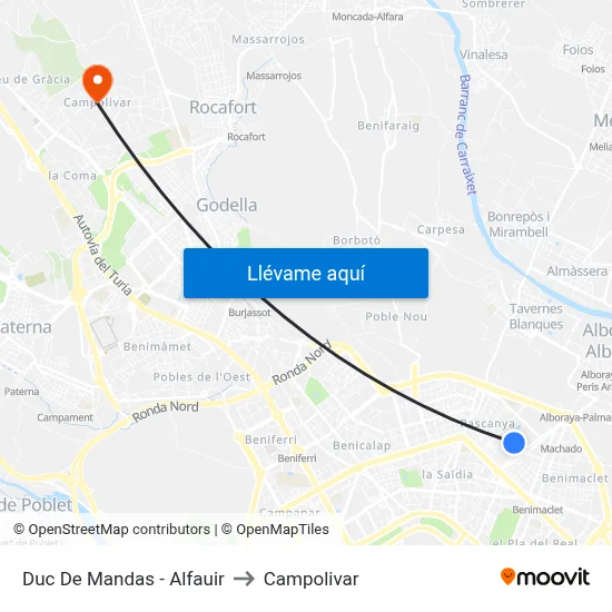 Duc De Mandas - Alfauir to Campolivar map