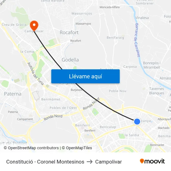Constitució - Coronel Montesinos to Campolivar map