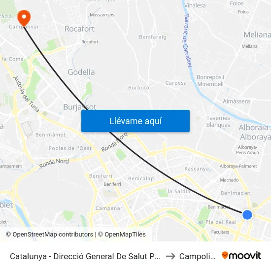 Catalunya - Direcció General De Salut Pública to Campolivar map