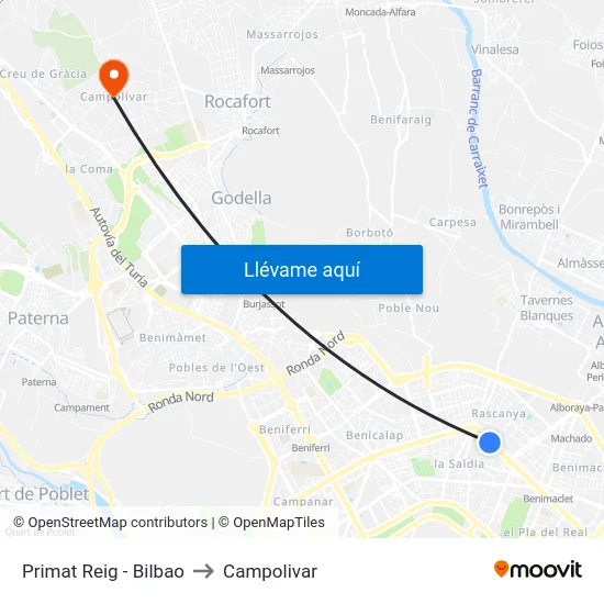 Primat Reig - Bilbao to Campolivar map