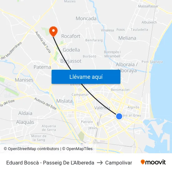 Eduard Boscà - Passeig De L'Albereda to Campolivar map