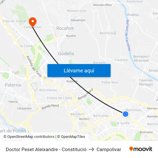 Doctor Peset Aleixandre - Constitució to Campolivar map