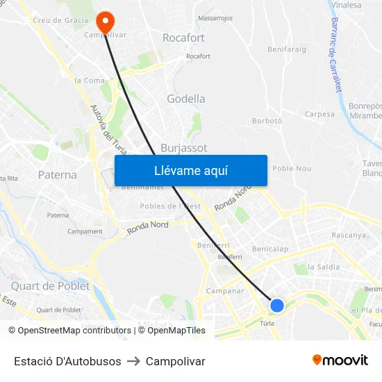 Estació D'Autobusos to Campolivar map