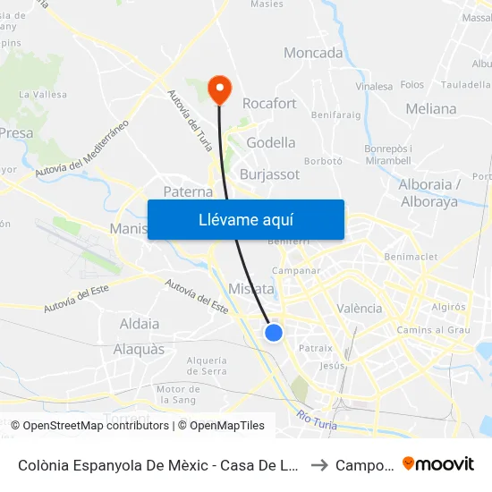 Colònia Espanyola De Mèxic - Casa De La Misericòrdia to Campolivar map