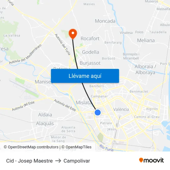 Cid - Josep Maestre to Campolivar map