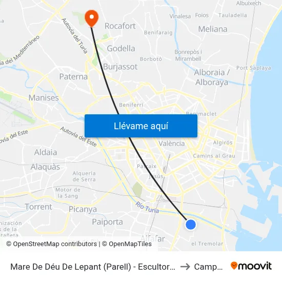 Mare De Déu De Lepant (Parell) - Escultor Frederic Siurana to Campolivar map
