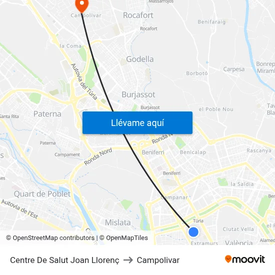 Centre De Salut Joan Llorenç to Campolivar map