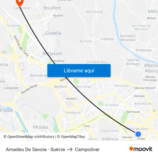 Amadeu De Savoia - Suècia to Campolivar map