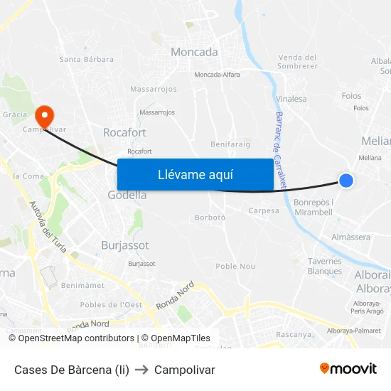 Cases De Bàrcena (Ii) to Campolivar map