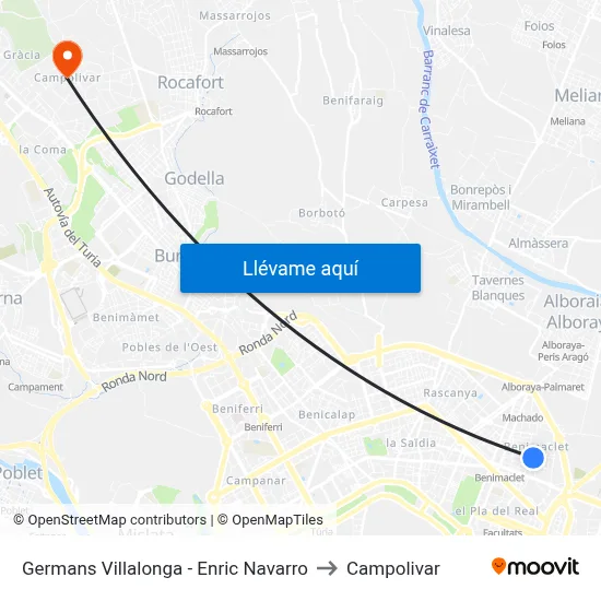 Germans Villalonga - Enric Navarro to Campolivar map