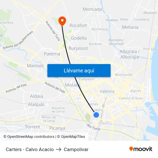 Carters - Calvo Acacio to Campolivar map