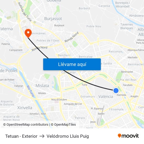 Tetuan - Exterior to Velódromo Lluis Puig map