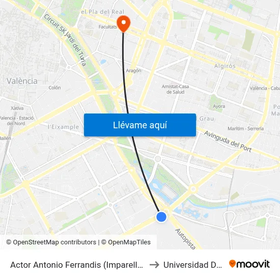 Actor Antonio Ferrandis (Imparell) - Centre Comercial to Universidad De Valencia map
