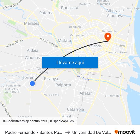 Padre Fernando / Santos Patronos to Universidad De Valencia map