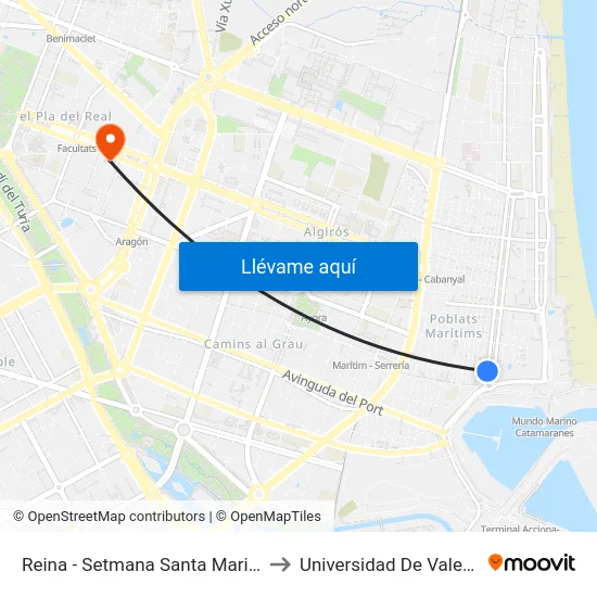Reina - Setmana Santa Marinera to Universidad De Valencia map