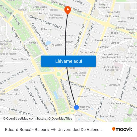 Eduard Boscà - Balears to Universidad De Valencia map