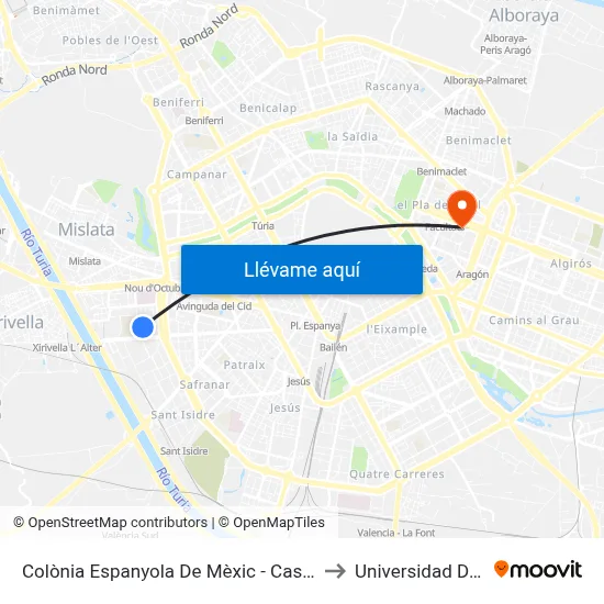 Colònia Espanyola De Mèxic - Casa De La Misericòrdia to Universidad De Valencia map