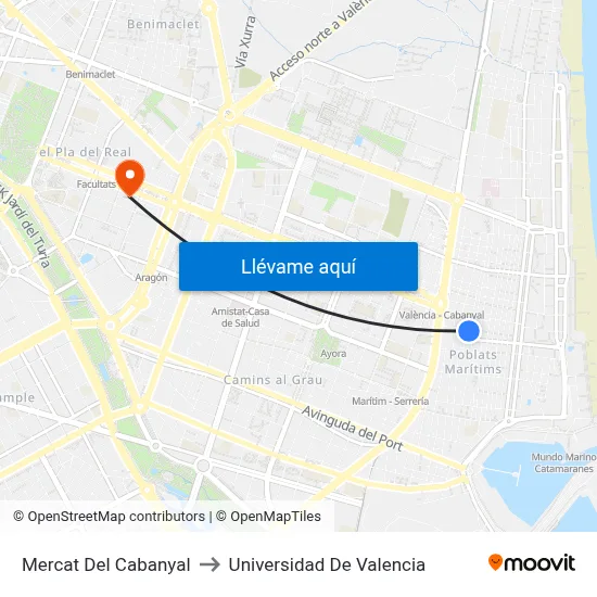 Mercat Del Cabanyal to Universidad De Valencia map
