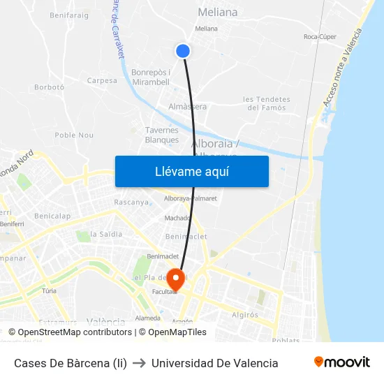Cases De Bàrcena (Ii) to Universidad De Valencia map