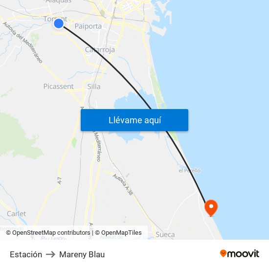 Estación to Mareny Blau map