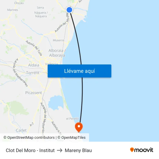 Clot Del Moro - Institut to Mareny Blau map