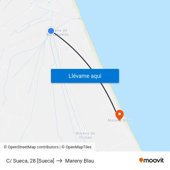 C/ Sueca, 28 [Sueca] to Mareny Blau map