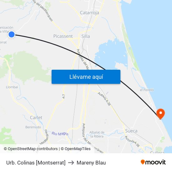Urb. Colinas [Montserrat] to Mareny Blau map