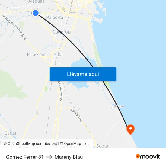 Dr. Gómez Ferrer 81 [Torrent] to Mareny Blau map