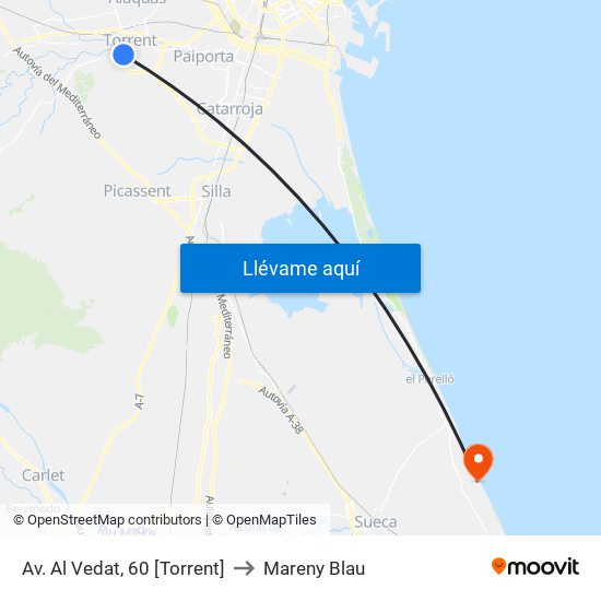 Av. Al Vedat, 60 [Torrent] to Mareny Blau map