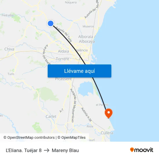 L'Eliana. Tuéjar 8 to Mareny Blau map