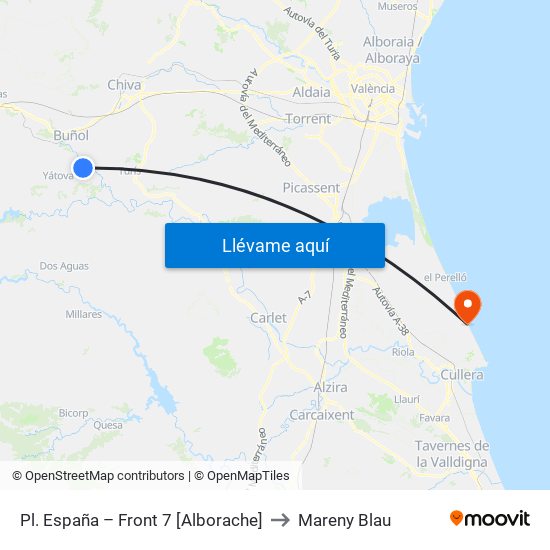 Pl. España – Front 7 [Alborache] to Mareny Blau map