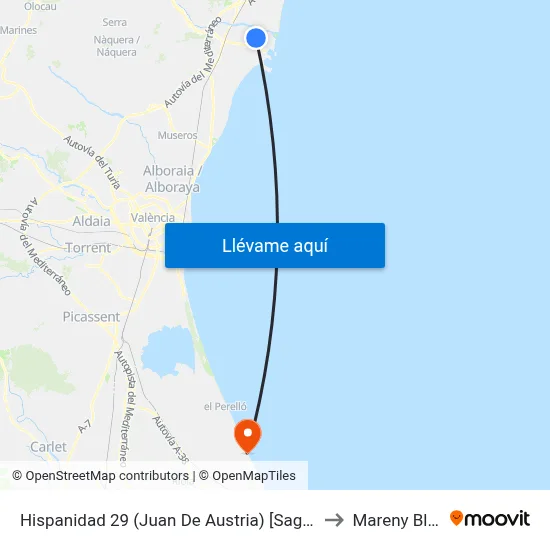 Hispanidad 29 (Juan De Austria) [Sagunt] to Mareny Blau map