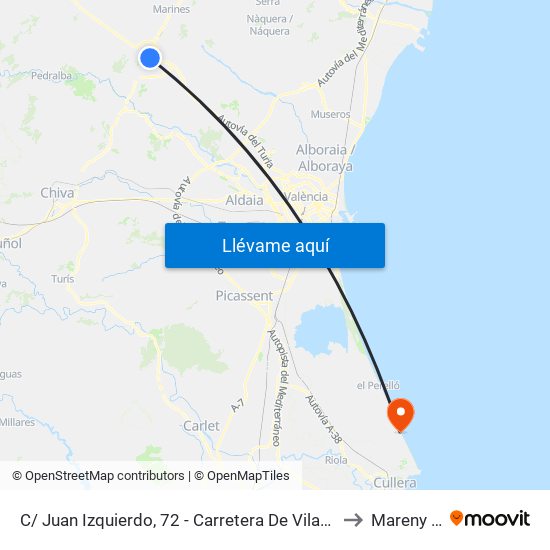 C/ Juan Izquierdo, 72 - Carretera De Vilamarxant [Llíria] to Mareny Blau map