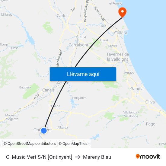 C. Music Vert S/N [Ontinyent] to Mareny Blau map