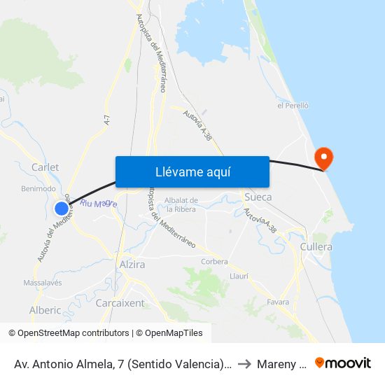 Av. Antonio Almela, 7 (Sentido Valencia) [Alcúdia, L] to Mareny Blau map