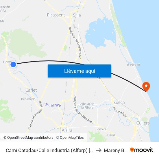 Camí Catadau/Calle Industria (Alfarp) [Alfarp] to Mareny Blau map