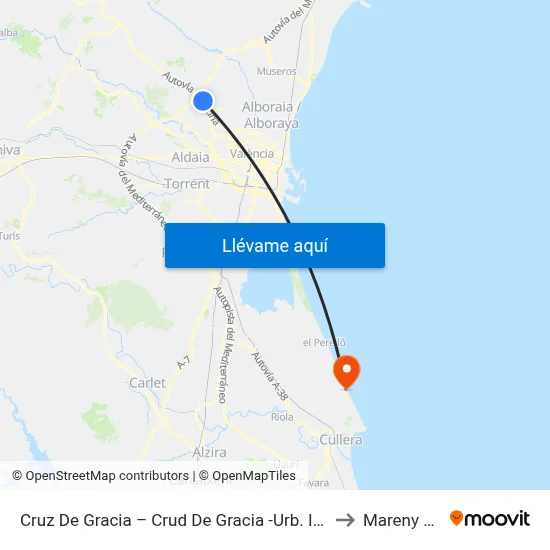 Cruz De Gracia – Crud De Gracia -Urb. I [Paterna] to Mareny Blau map