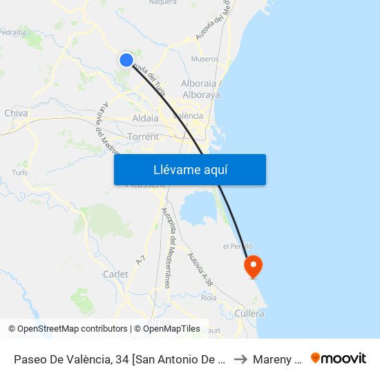 Paseo De València, 34 [San Antonio De Benagéber] to Mareny Blau map