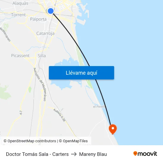 Doctor Tomás Sala - Carters to Mareny Blau map