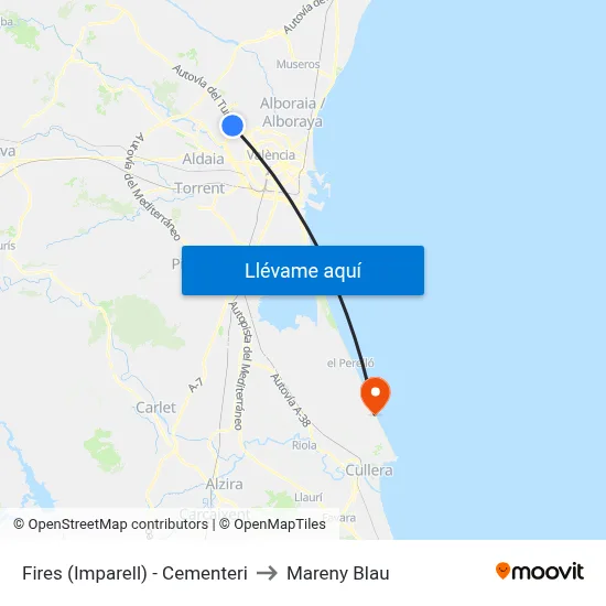 Fires (Imparell) - Cementeri to Mareny Blau map