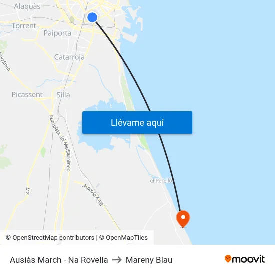 Ausiàs March - Na Rovella to Mareny Blau map