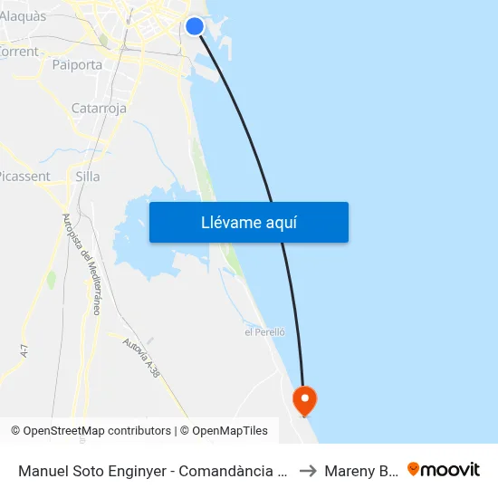Manuel Soto Enginyer - Comandància Marina to Mareny Blau map