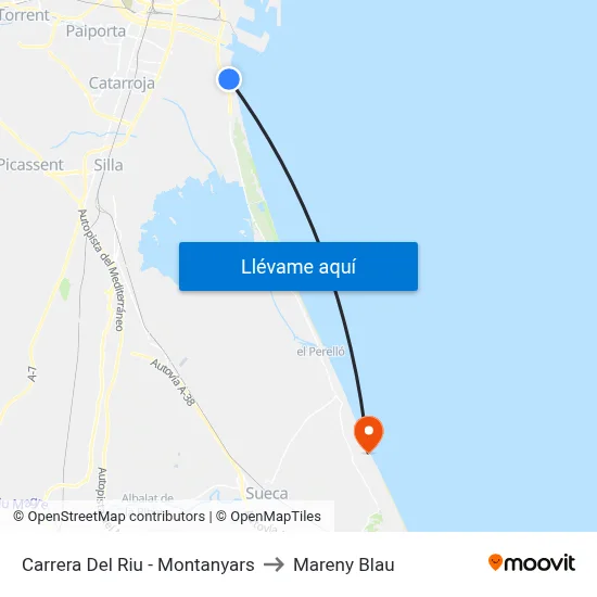 Carrera Del Riu - Montanyars to Mareny Blau map