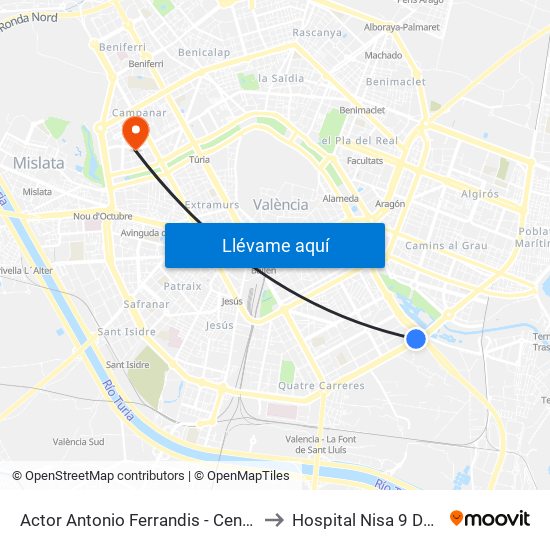 Actor Antonio Ferrandis - Centre Comercial to Hospital Nisa 9 De Octubre map