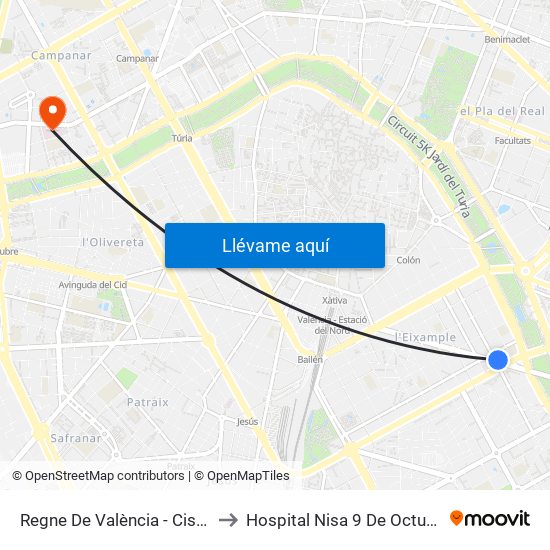 Regne De València - Ciscar to Hospital Nisa 9 De Octubre map