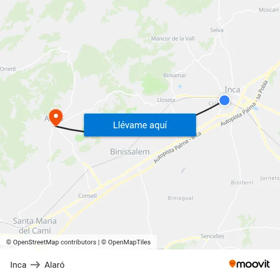Inca to Alaró map