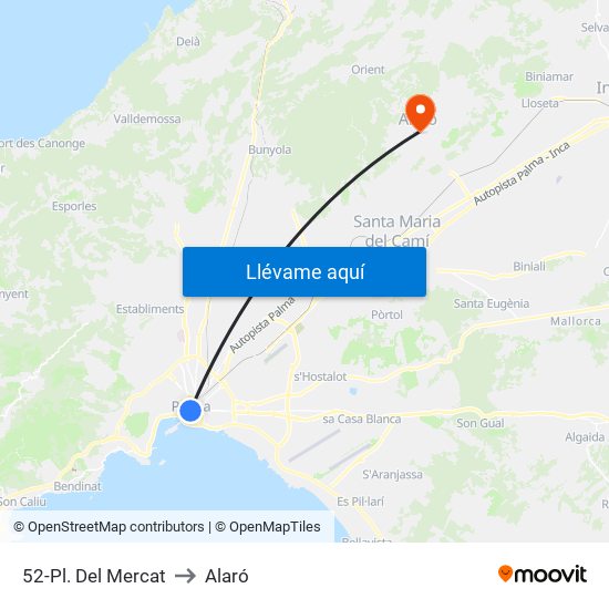 52-Pl. Del Mercat to Alaró map