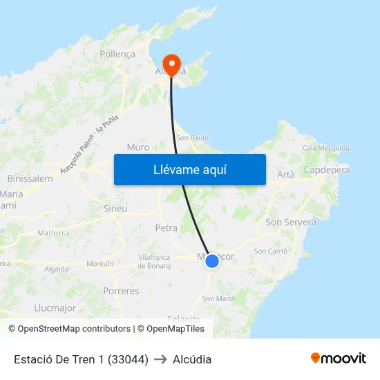 Estació De Tren 1 (33044) to Alcúdia map